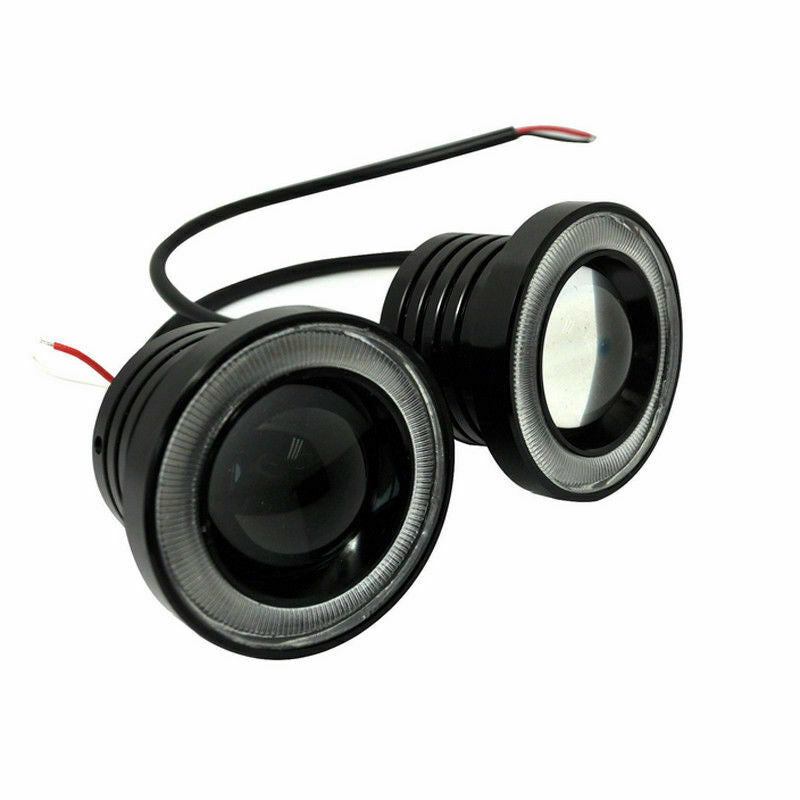3.5" LED Car White Fog Light Red Angel Eyes Standlichtringe Driving Head Lamp