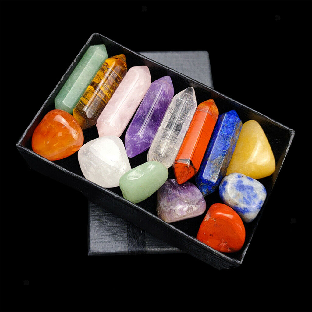 14Pcs Crystal Stone Obsidian Fluorite Labradorite Balancing Desk Ornament