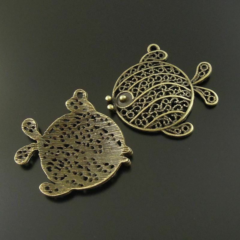 20 pcs Antiqued Bronze Marine Fish Pendant Charm Alloy Jewelry Findings 35*31mm