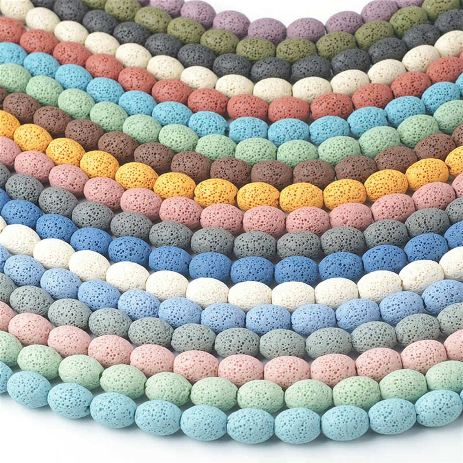 100PCS/Box Cylinder Spacer Bead - 8-9mm Lava Stone Loose Beads for DIY Making