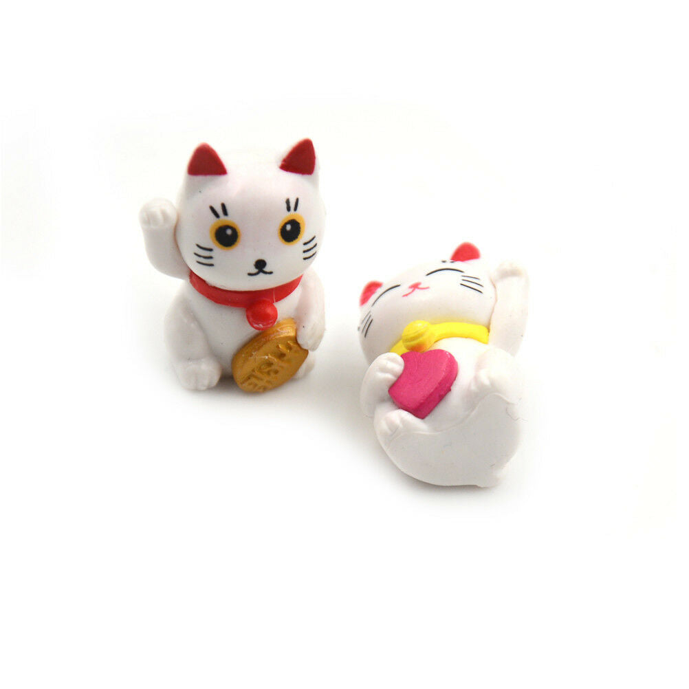 4X Cartoon Lucky Cats Micro Landscape Garden Decorations Miniatures Orname.l8