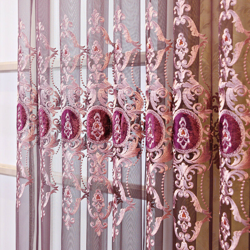 European Tulle Curtain Fabric Semi-finished Lace Embroidered Sheer Drape Luxury