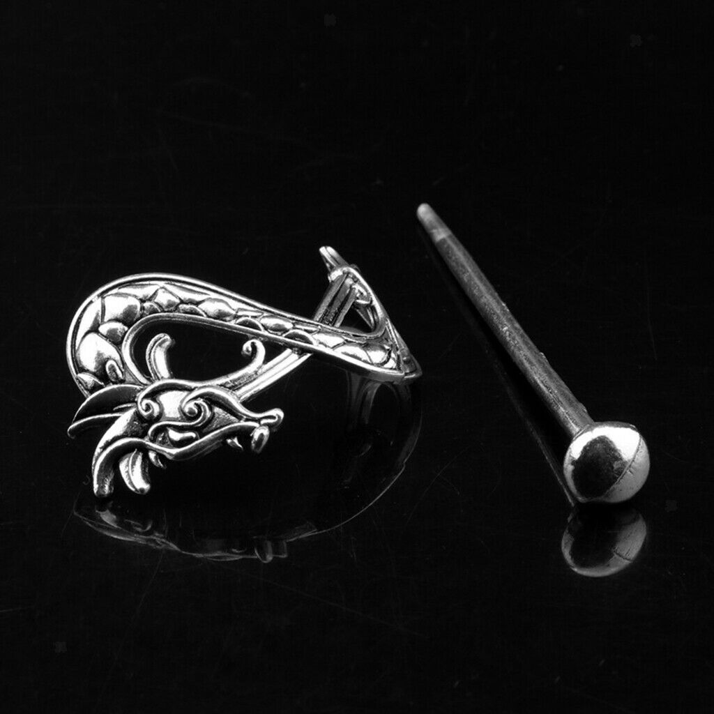 4Set Silvery Viking Hair Clip Dragon Long Hair Holder Ponytail Dating Gift