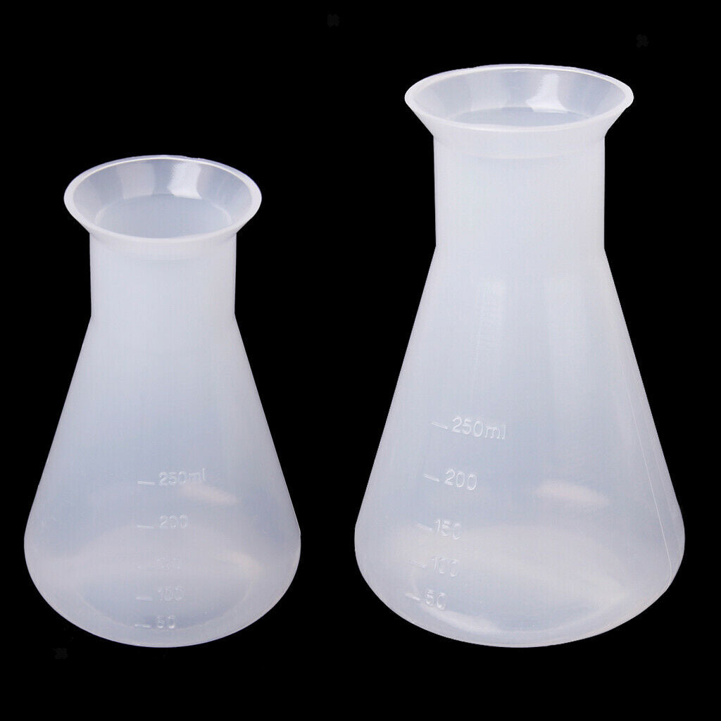 100ml+250ml Graduated Conical Erlenmeyer Flask Container Bottle Lab Measure