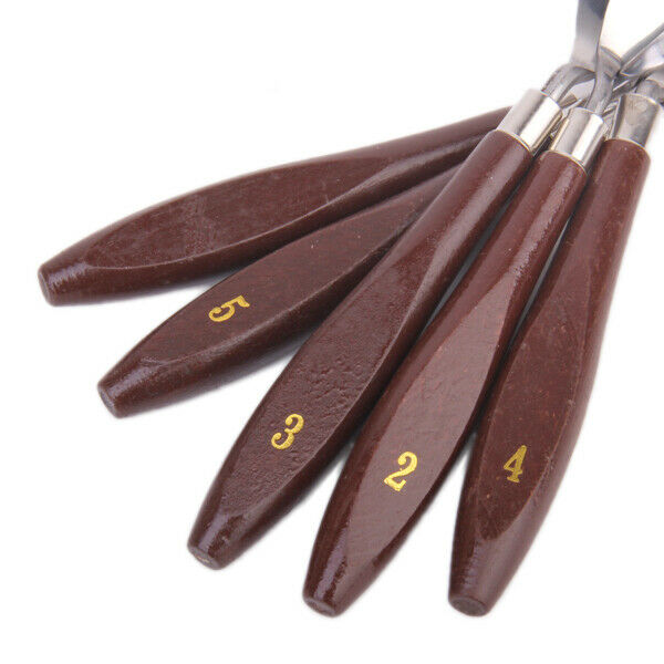 5Pcs Stainless Steel Spatula Palette Knifes with Wooden Handle 10cm Length