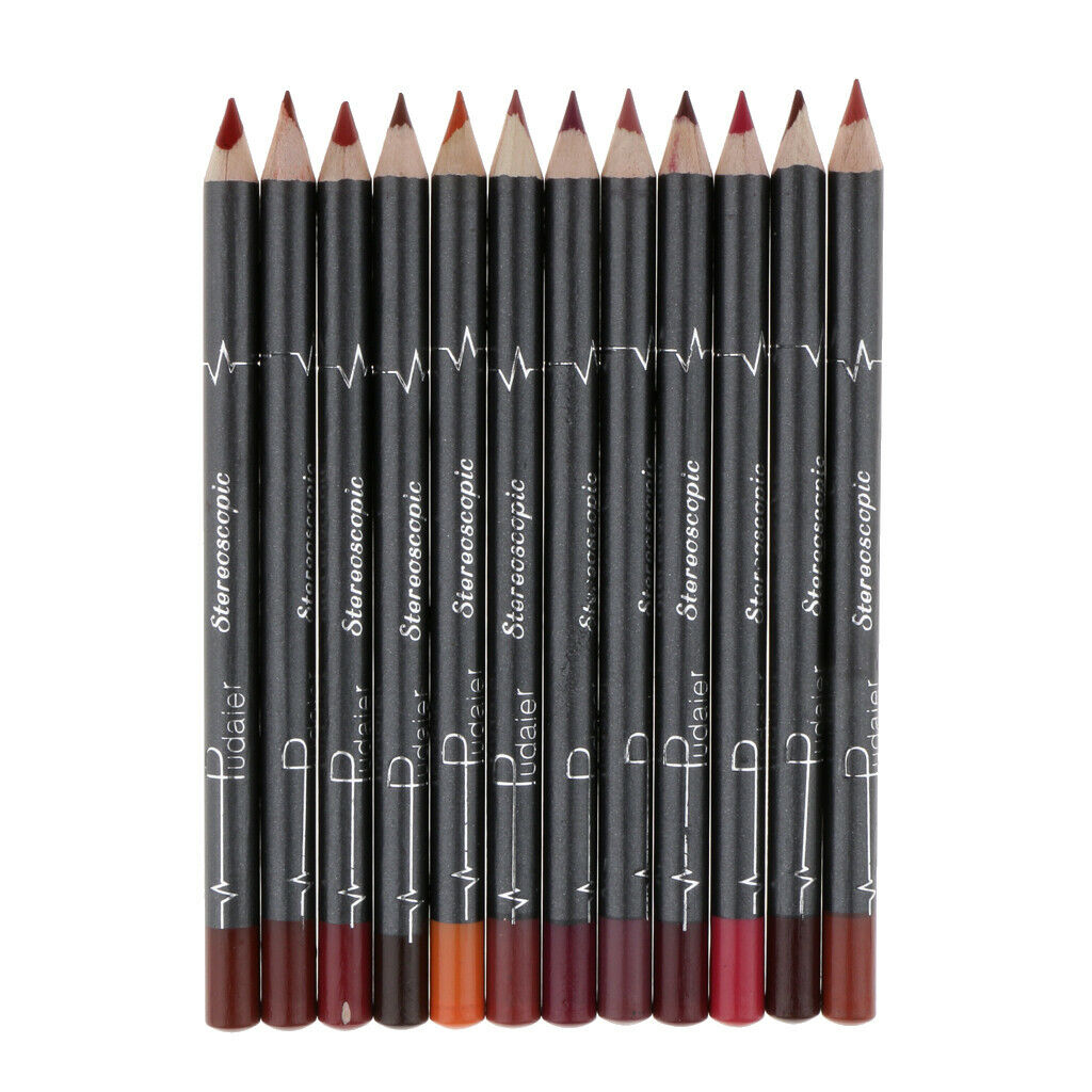 12 Colors Lip Pencils, Lip Pencils, Lip Liner with Lid, Long-lasting Matt