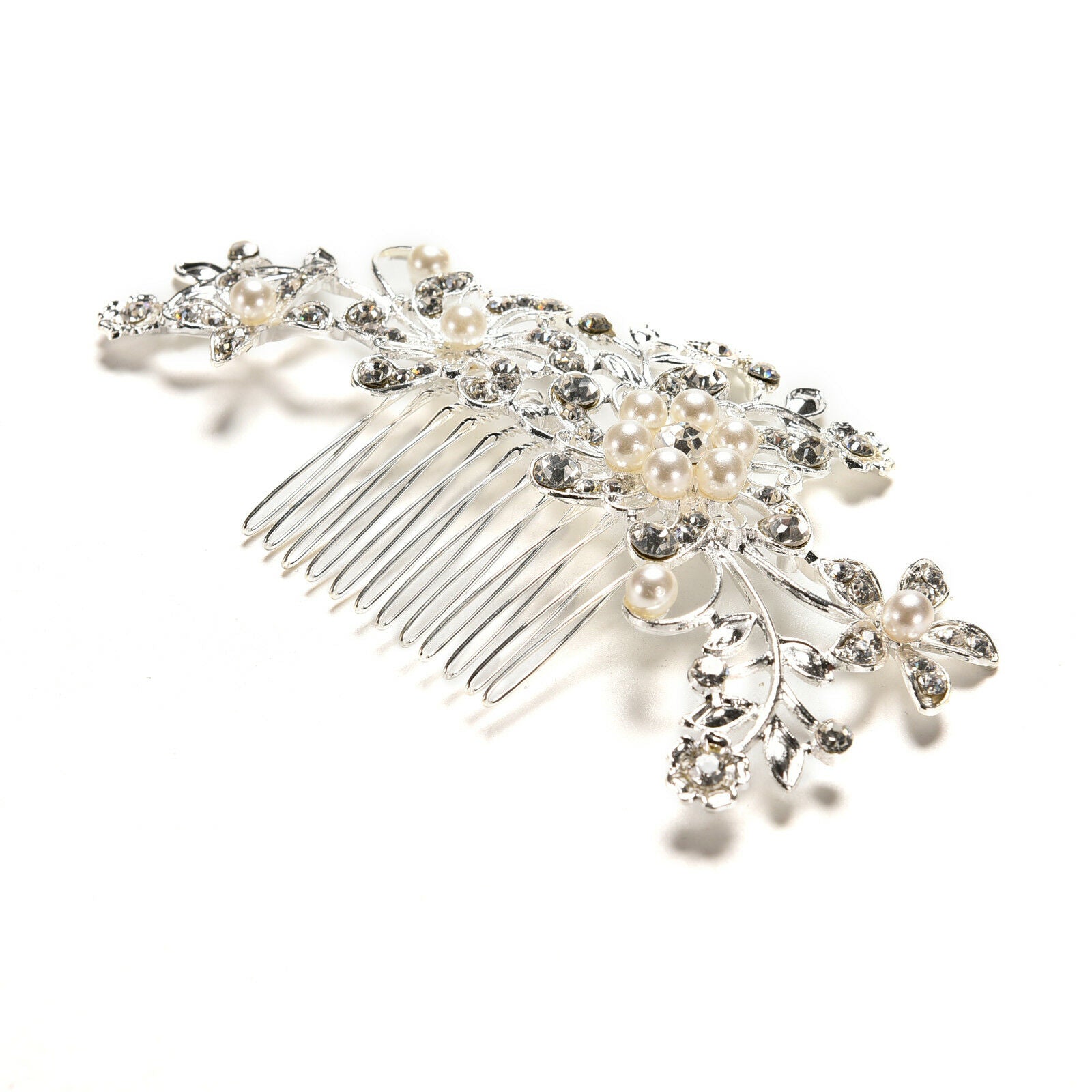 Crystal Rhinestone Wedding Flower Pearls Hair Clip Hair Comb For Women Bri.l8