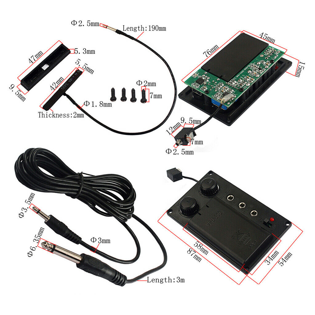 Metal Violin Fiddle Silent EQ Pickup with Piezo Set for Electric Violin