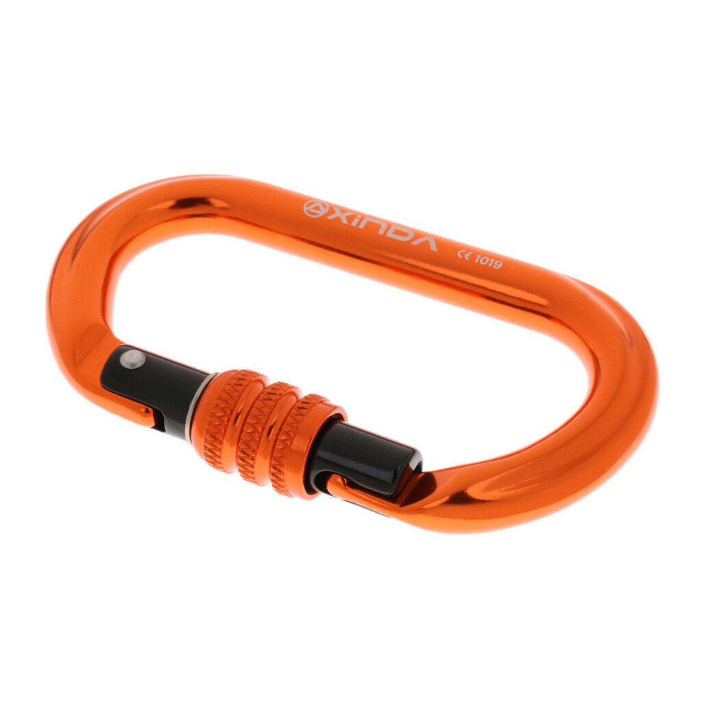2pcs 25KN Aluminum Climbing Carabiner Screwlock O-shaped Buckle