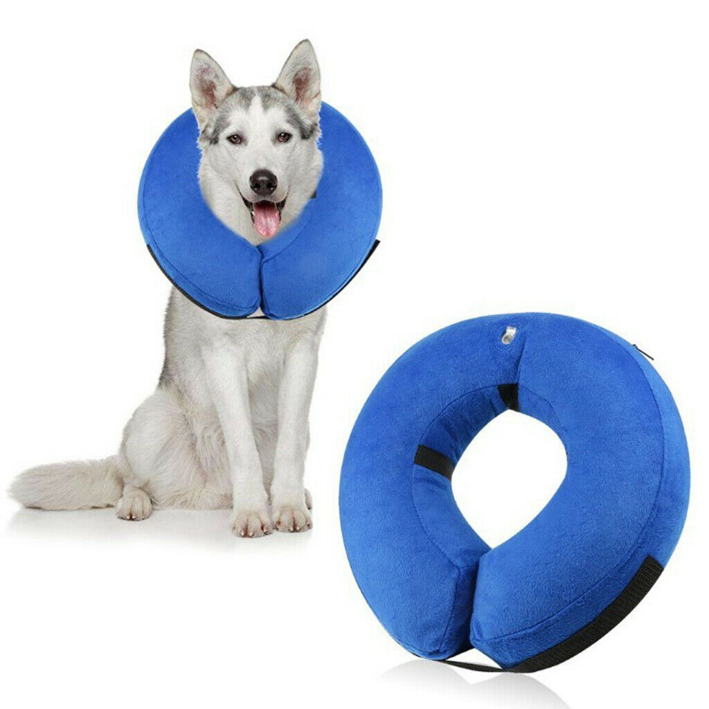 Inflatable Dog Collar Pet Elizabethan E-Collar for Dogs and Cats Blue - L