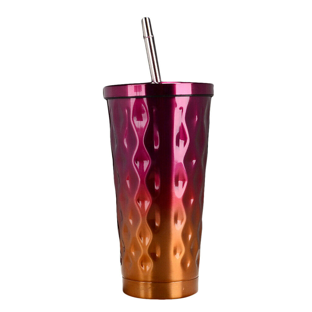 Stainless Steel Insulated Coffee Tumbler Cup Mug with Lid and Straw Purple