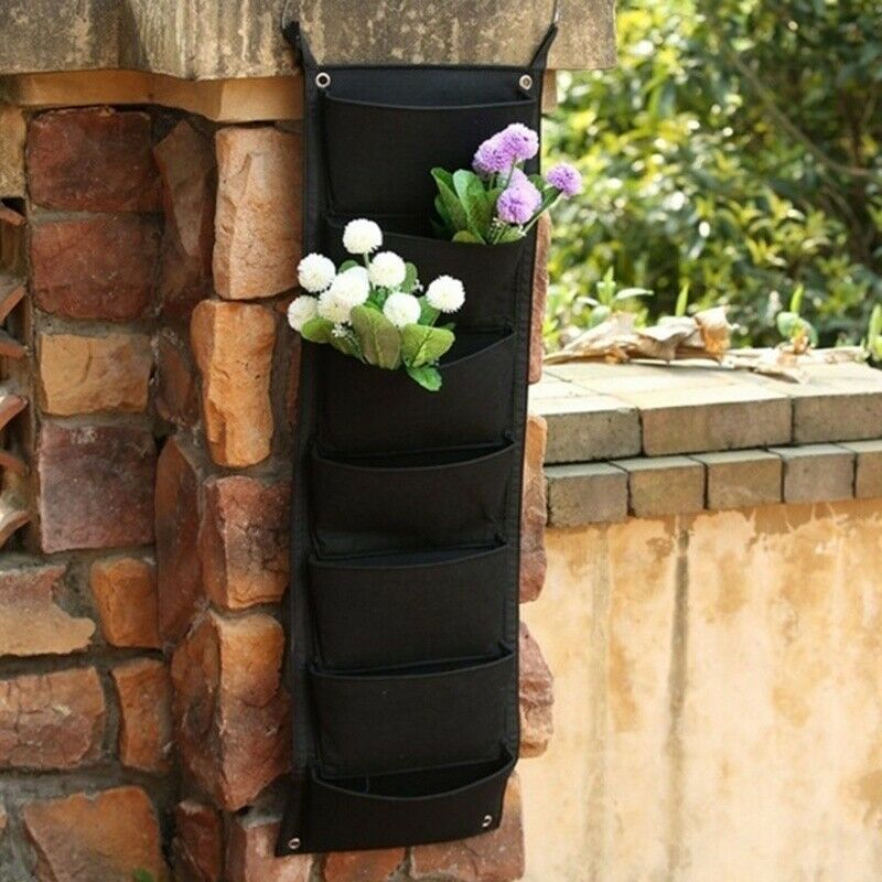 7 Pocket Planting Bag Hanging Wall Vertical Plant Hangers Flower Home Garden