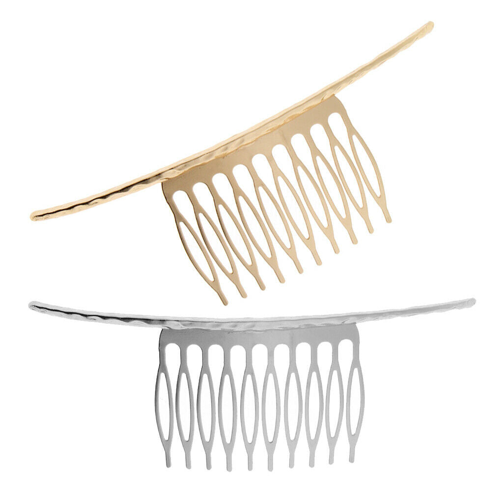 2PCS Wedding Metal Hair Comb Slide 10 Teeth Clips Findings DIY Hair Jewelry