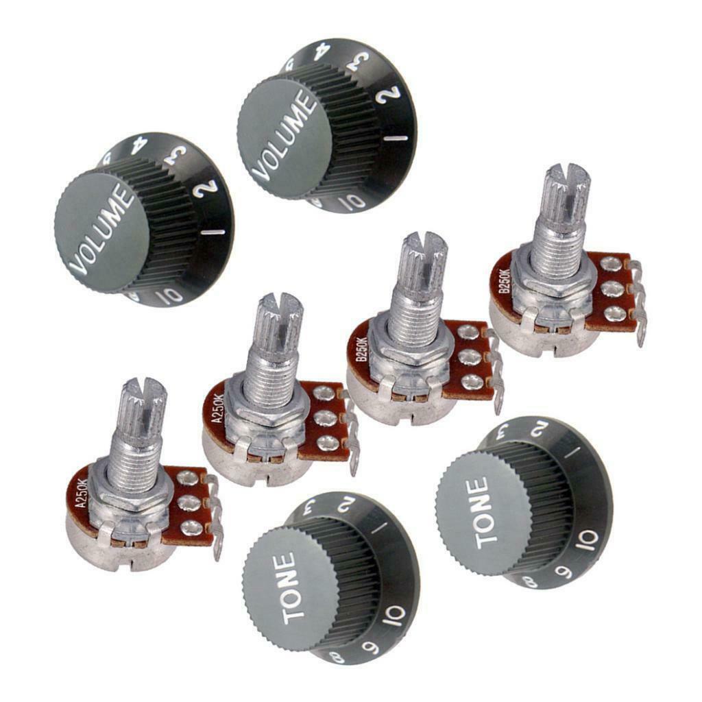 4 Piece Black Speed Control Knobs 2 Volume 2 Tones and 4 Piece Guitar