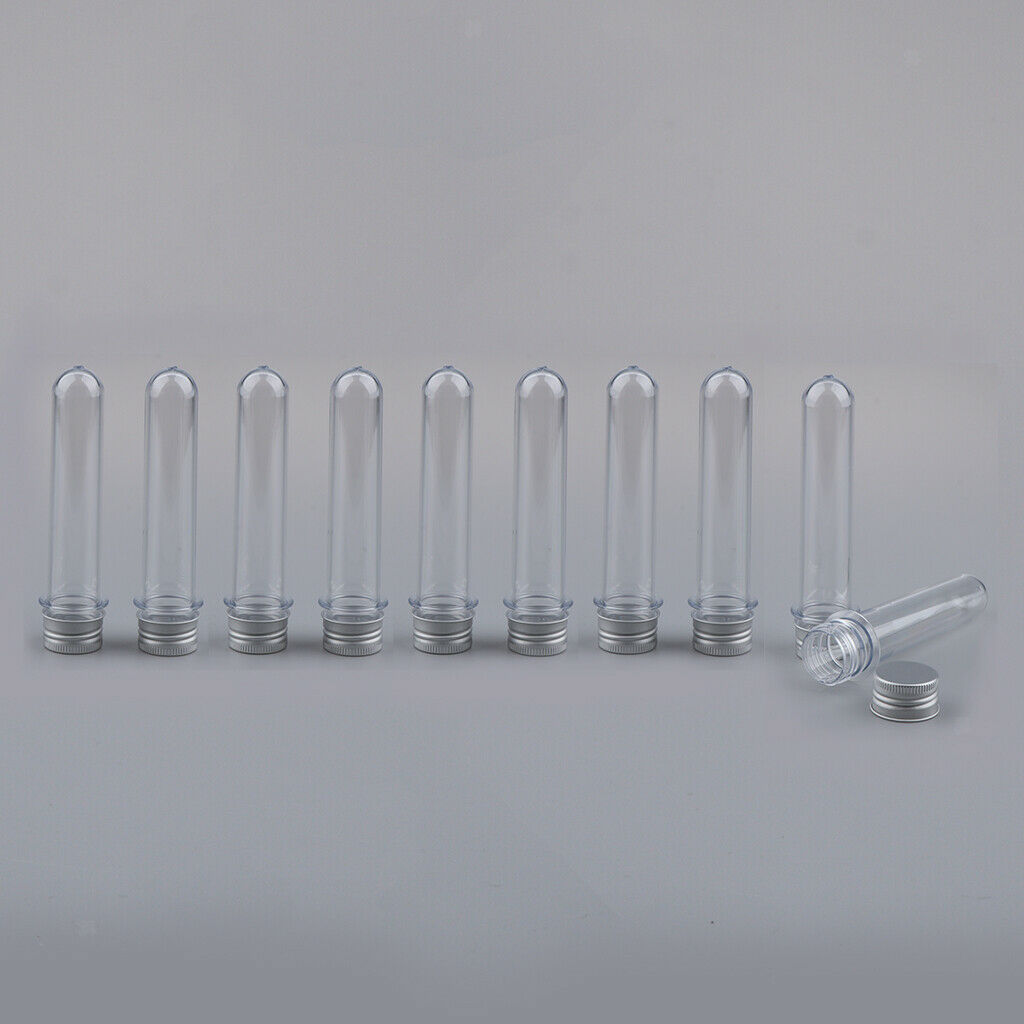10x 40/50ml Plastic Test Tubes Vial Sample Container with Caps purplish red
