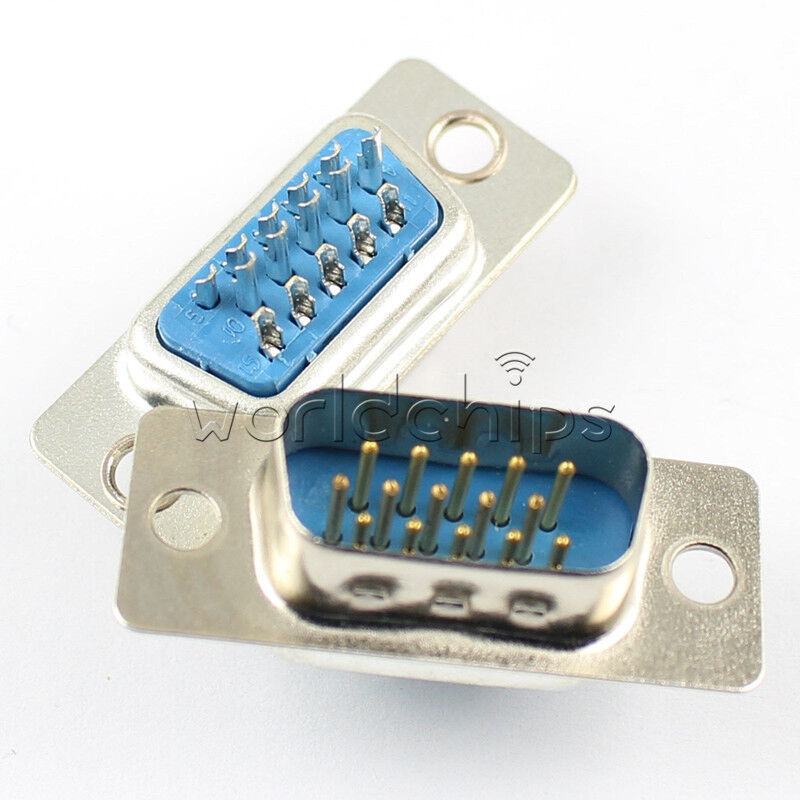 2PCS Connector D-SUB DB15 DB-15 15pin Male Plug VGA Socket LCD Monitor