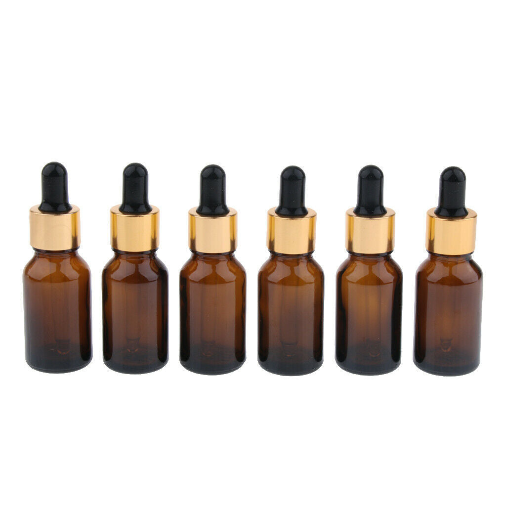 6x Empty Dropper Bottles Refillable Essential Oil Cosmetic Jar Canning 15ml