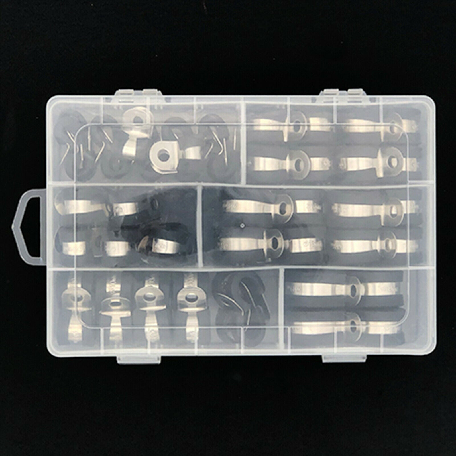 52pcs Rubber Cushion Insulated Clamp Stainless Steel Cable Clamps Assortment Kit