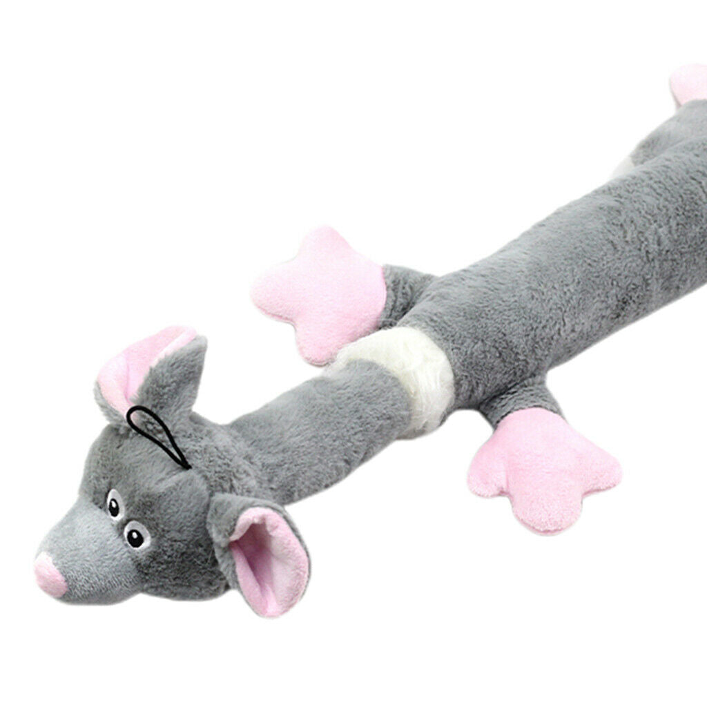 Dog Chew Toys with Squeaker for Puppies Teething, Plush Dog Toys - Gray Mouse
