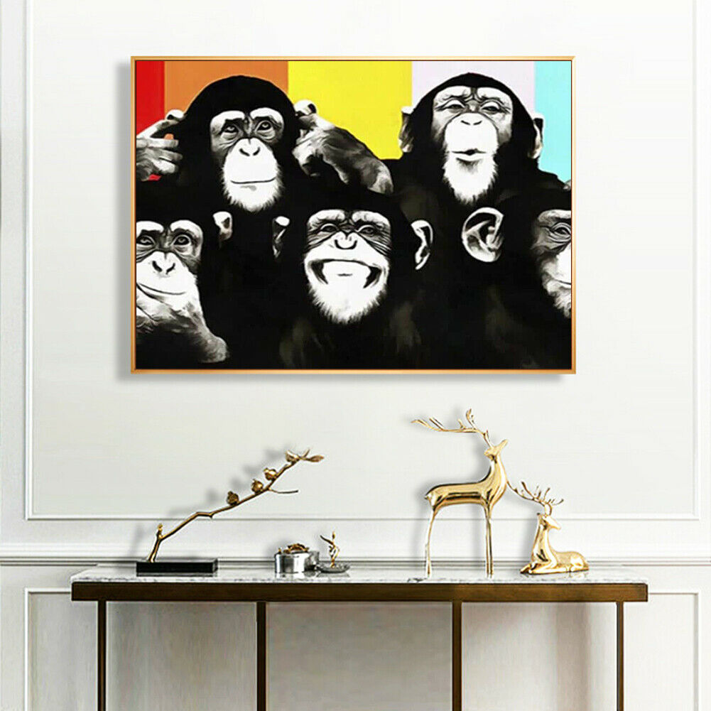 Gorilla Animal Oil Painting By Numbers Canvas Wall Drawing Kit DIY Home Art @