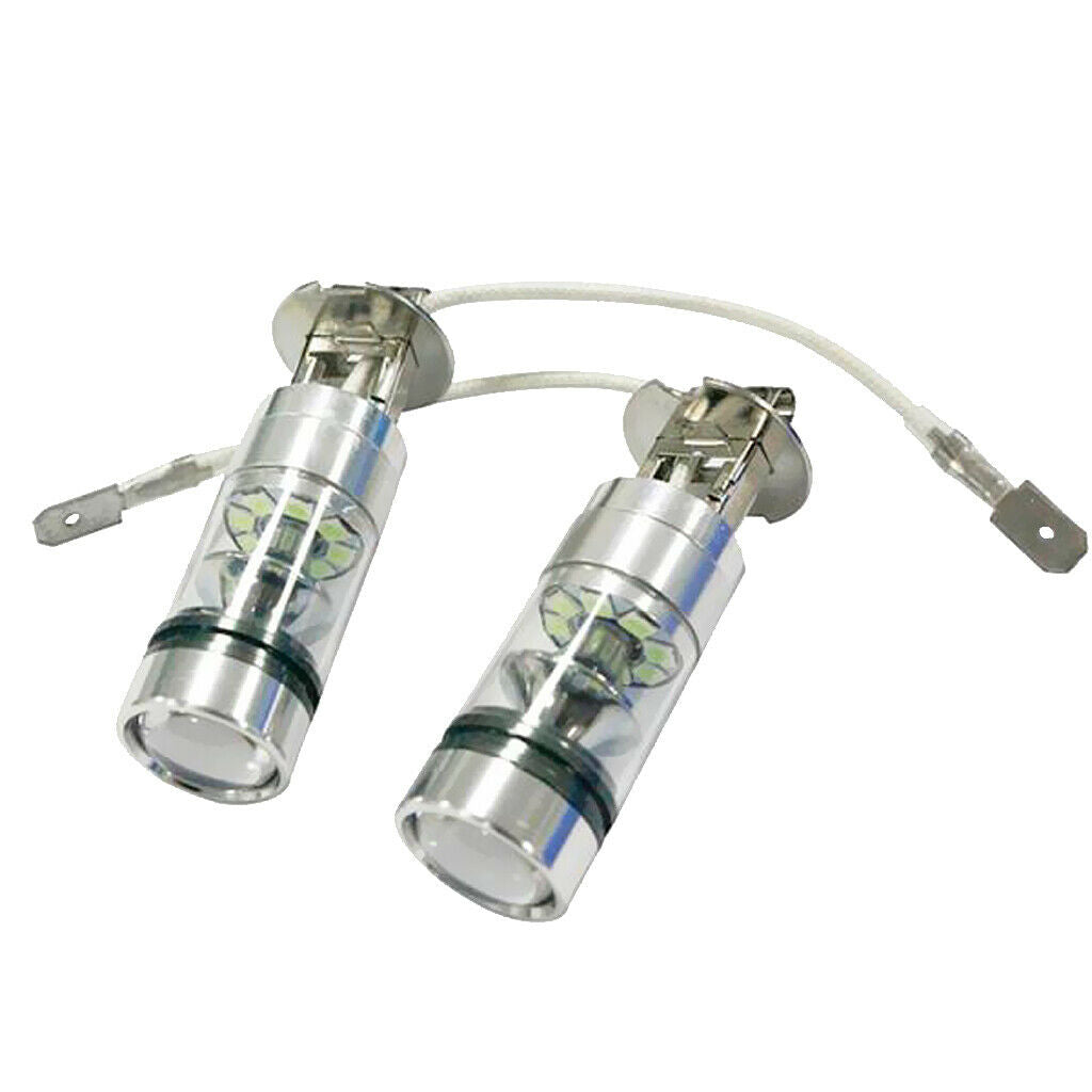 2 Pcs H3 LED DRL Flasher Bulb 100W 8000k 2323 Auto Projector Part
