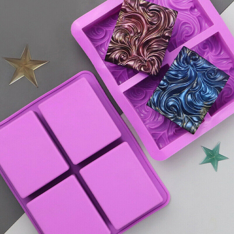 4 Cavity Wavy Flower Silicone Clay Soap Mold Cake Diy Plaster Oil Soap ResinBDA