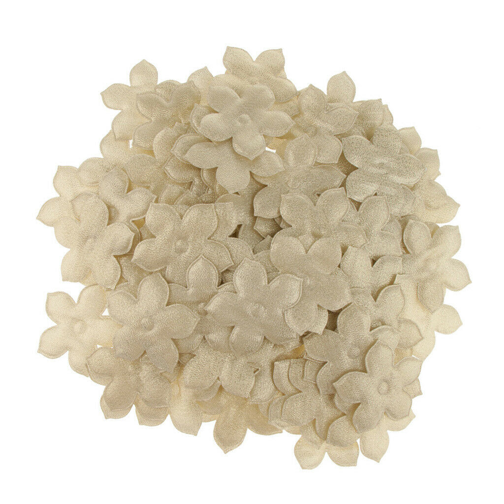 100 Pieces Satin Baby Shower Favor Flower Applique DIY Craft Trim Decor