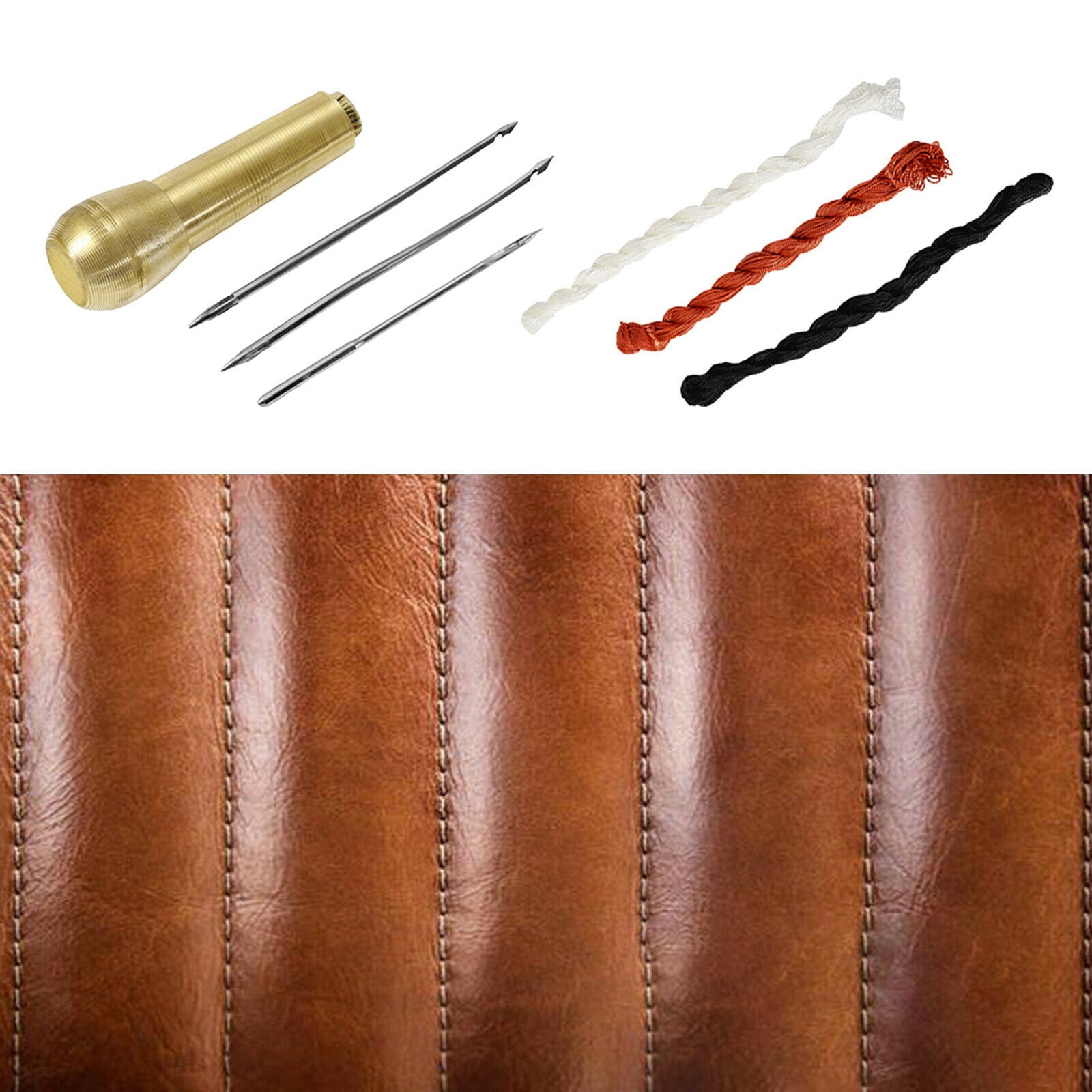 Leather Tent Sewing Awl Hand Stitcher Needles Nylon Cord Thread Tools Kit