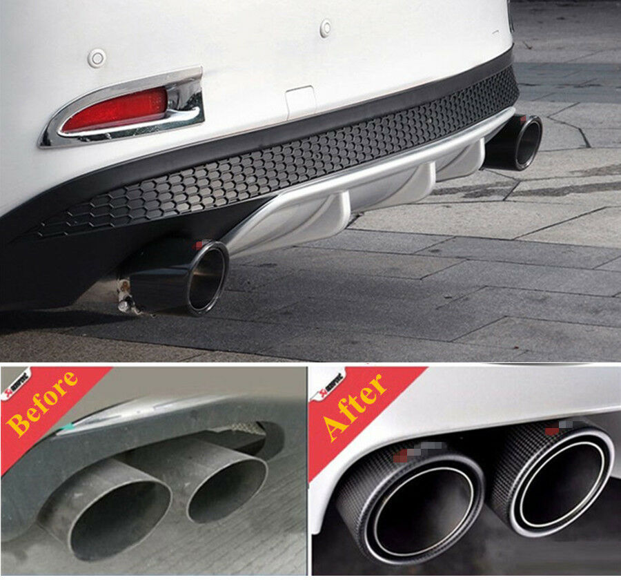 Curled Inlet 3" 76mm Outlet 4.5" 114mm Carbon Fiber Glossy Exhaust Tips Muffler