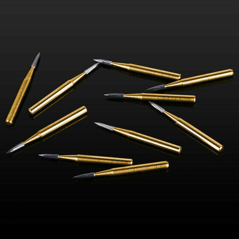 10 Kits Dental Handpiece High Speed Burs Tungsten Carbide FG 7901 Golden