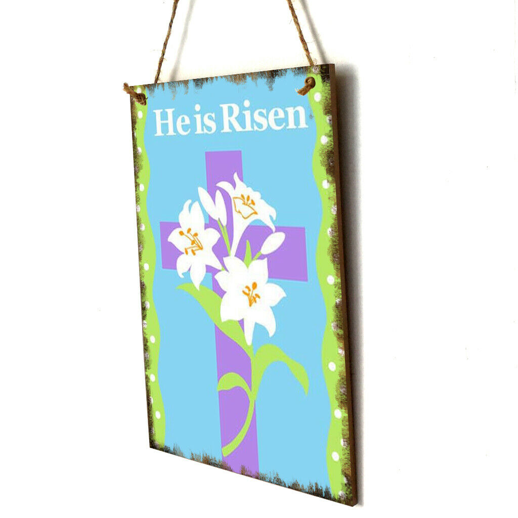 Easter Hanging Sign Ornament Bunny Plaque w/ String Door Home Decor Cross
