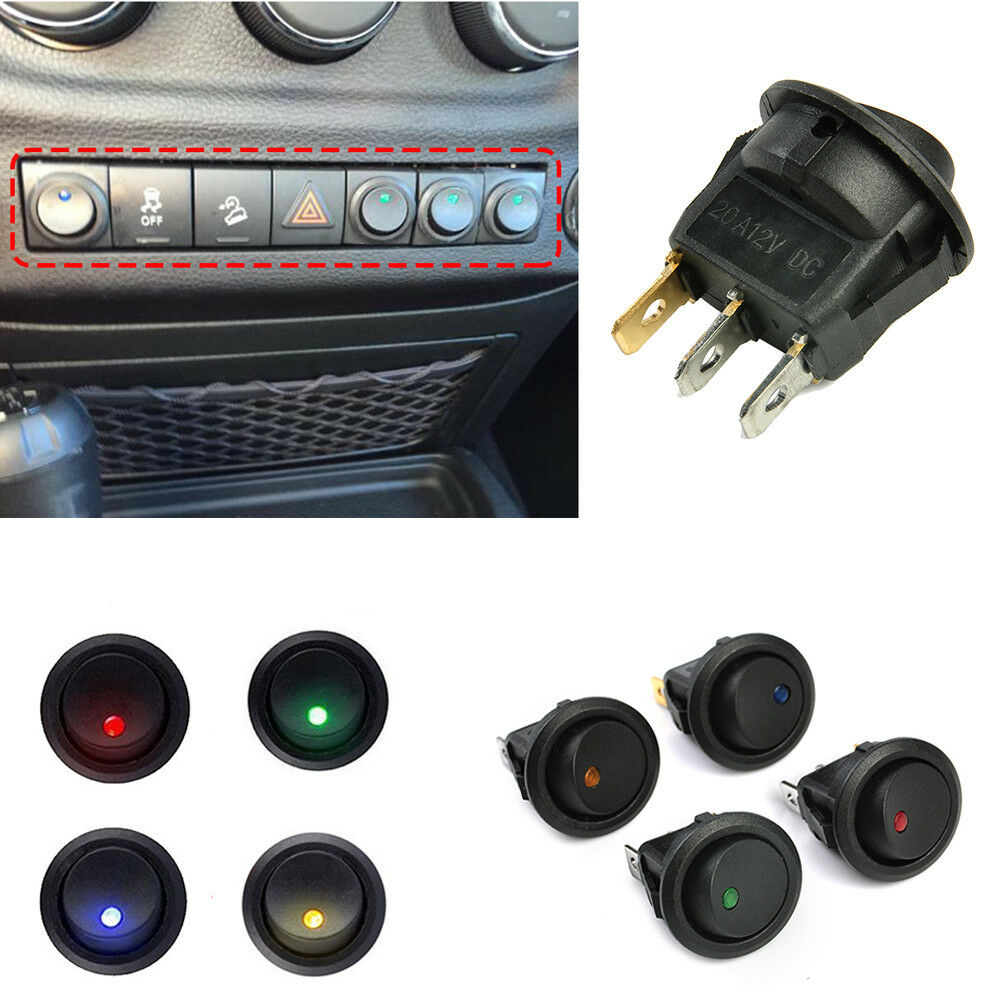 4x 12V Car Round Rocker Boat Toggle ON/OFF Waterproof Switch Push Button Switch