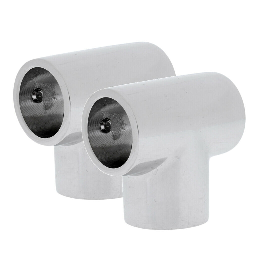 2 Pieces 25mm Boat Handrail Fittings 90 Degree Tee - 316 Stainless Steel