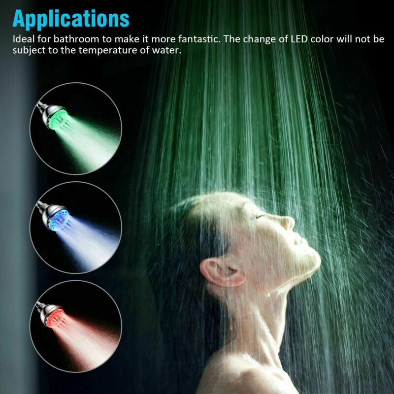 RGB Colorful Shower Head Home Bathroom 7 LED Colors Changing Water Glow Light US