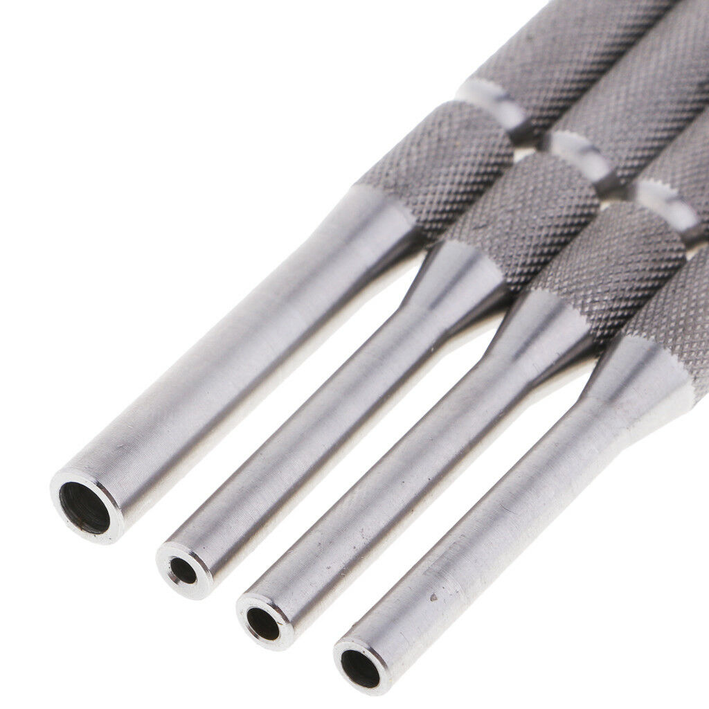 4Pcs Stainless Steel Hollow End Roll Pin Tool Starter Punch Set Leathercraft