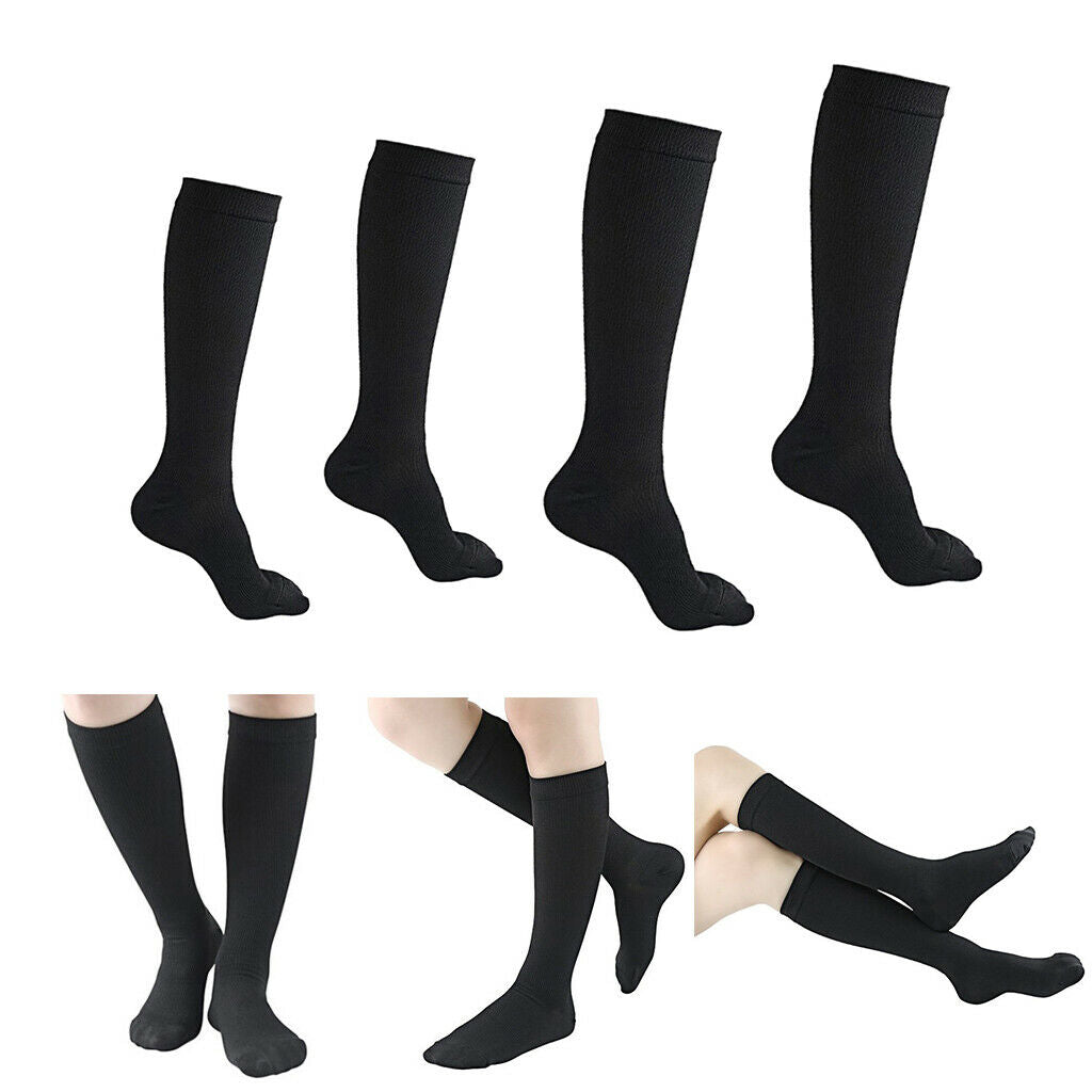 2 Pairs Women Knee High Compression Socks Sports Running Nursing Breathable