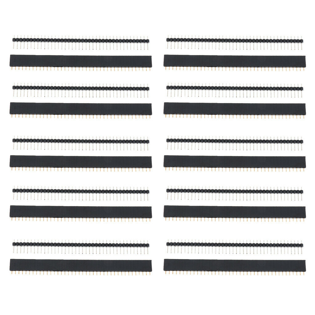 10 Pairs 40Pins 2.54mm Single Row Male Female Pin PCB Header Wire Connectors