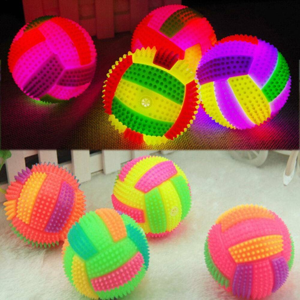 LED Volleyball Flashing Light Up Colors Changing Bouncing Hedgehog Ball Dog Toys