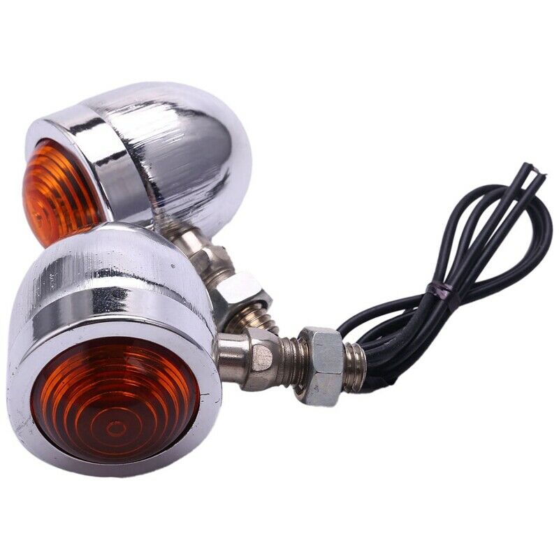 1 Pair Motorcycle Turn Signal Indicator Light Amber Motorbike Blinker HeadlighI7