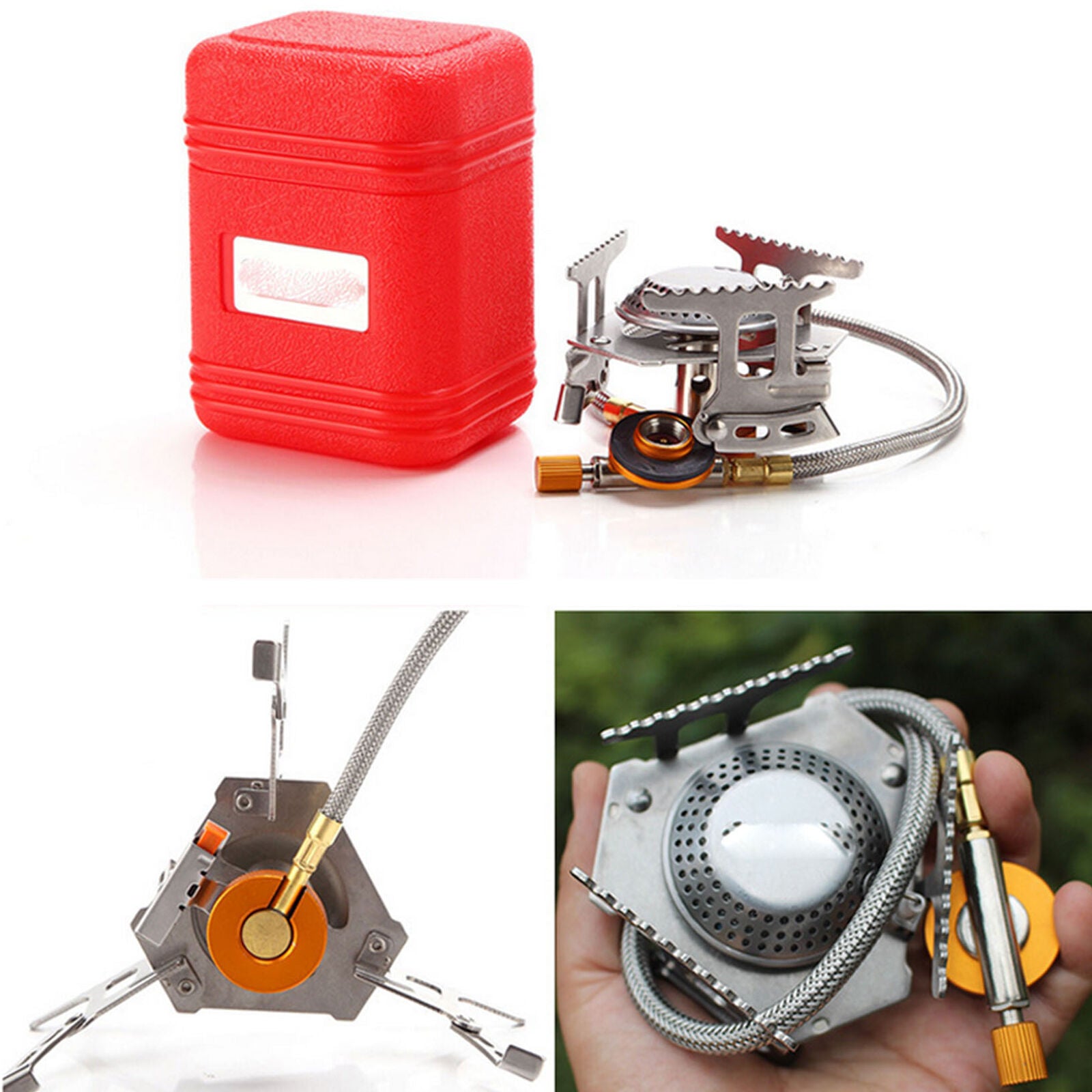 3500W Portable Outdoor Picnic Gas Burner Foldable Camping Mini Steel Stove +Case