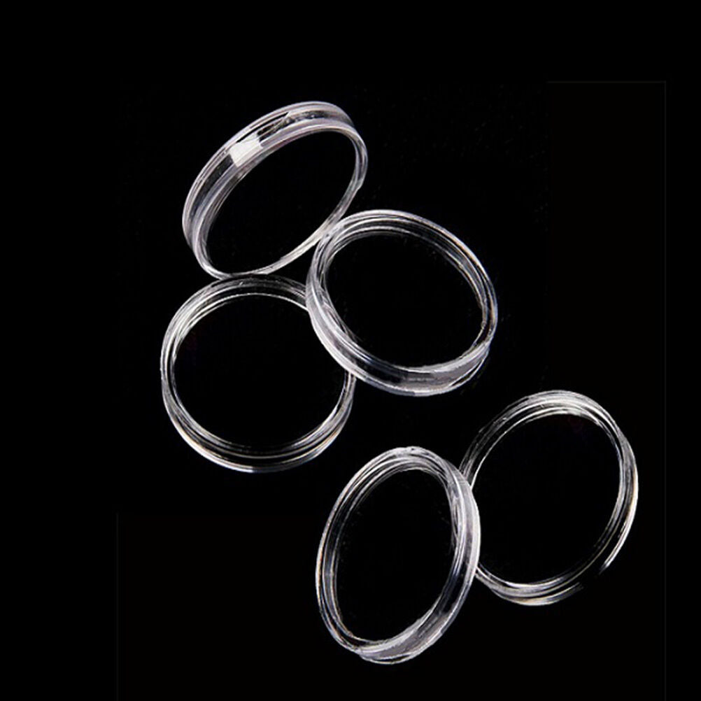 10pcs 19mm Clear Round Cases Coin Storage Capsules Holder Round Plasti.l8