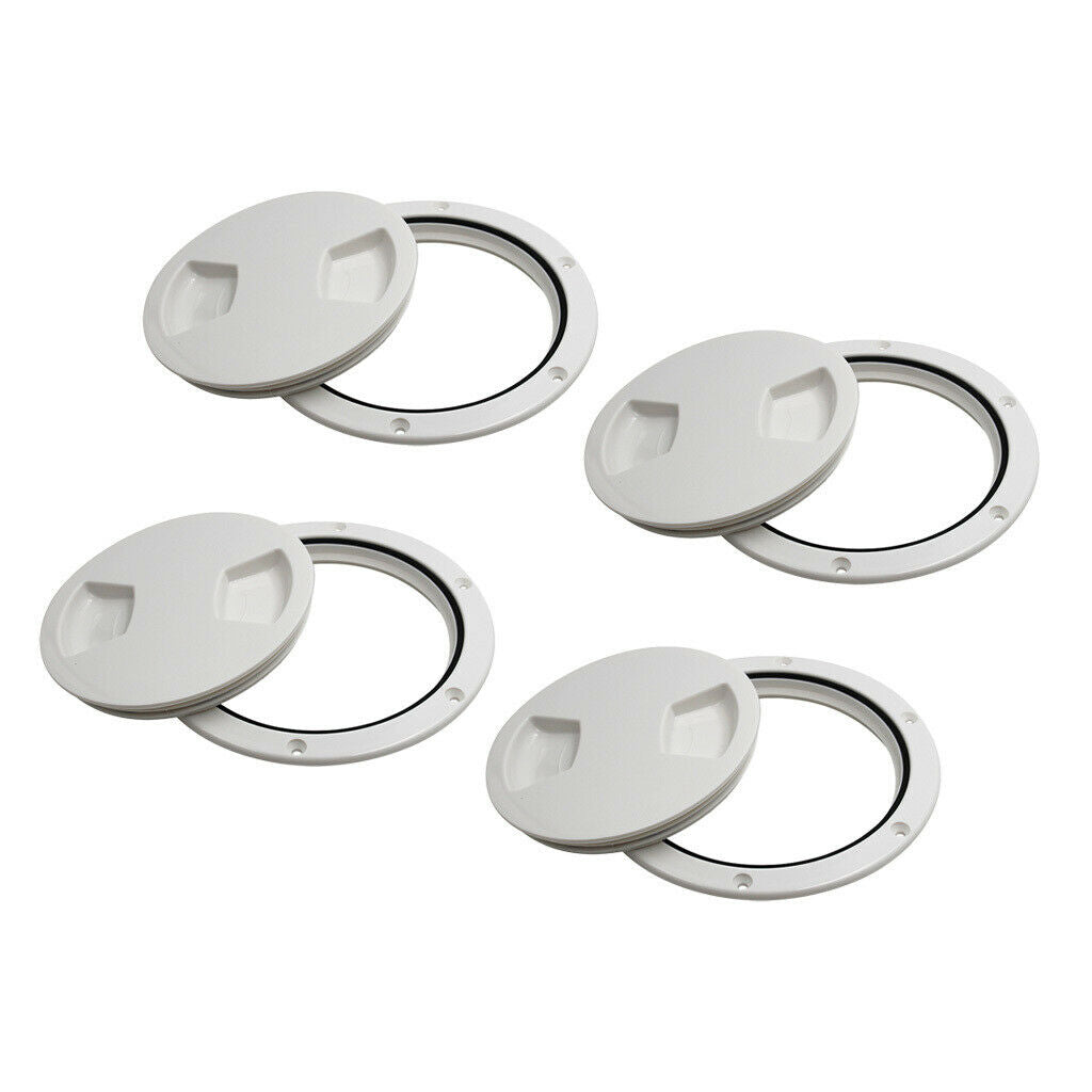 4X Marine Boat RV White 5" Access Hatch Cover Twist Out Deck Plate Screws