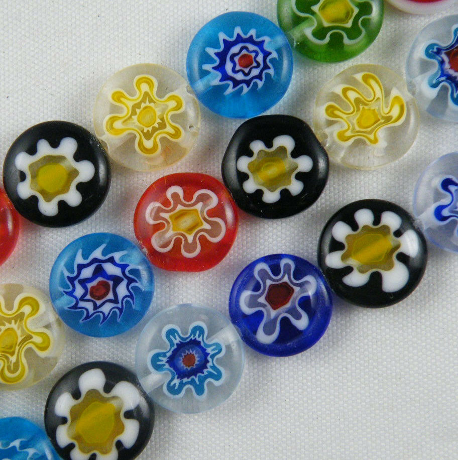 30pcs Glass Mixed Flat Spacer Beads Findings 12x4mm P454