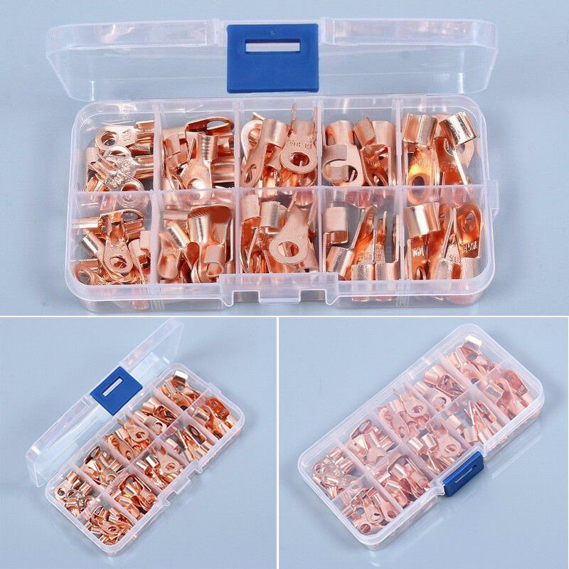 70pcs OT Open Cable Wire Terminal Connector Copper Lugs 10/20/30/40/50A