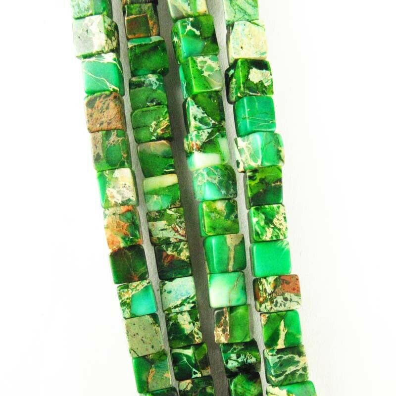 Green Manmade Sea Sediment Jasper Cubic Loose Bead 15.5 inch 4x4x4mm A567DHS