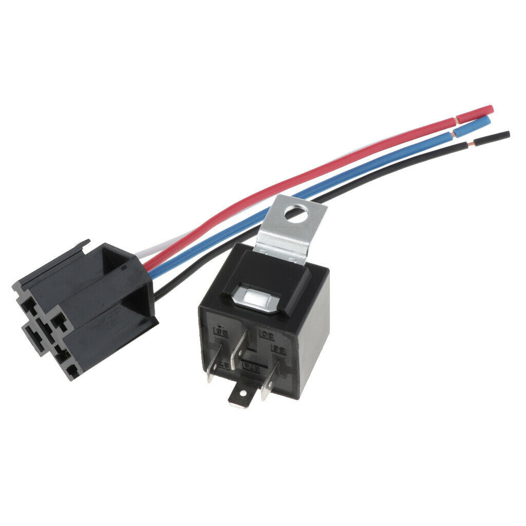40A 4-Pin Relay Socket Harness Connector for Car Truck + Harness Sockets