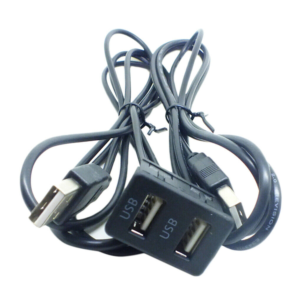 1.5M Car Vehicle Universal Dual USB Audio Dashboard Mounted Extension Cable