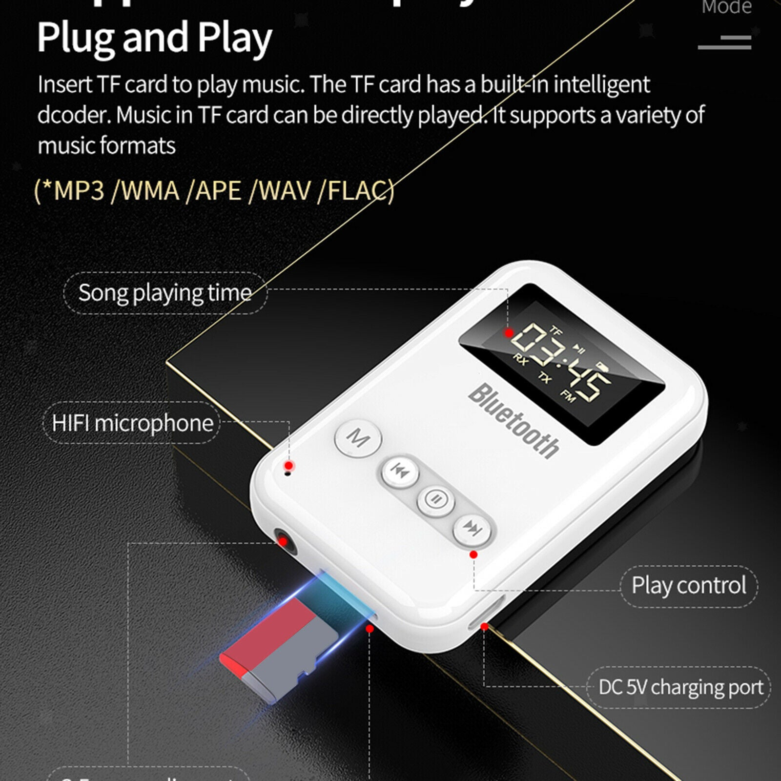 2-in-1 Bluetooth Transmitter Receiver 3.5mm Aux for Car Home Sound System