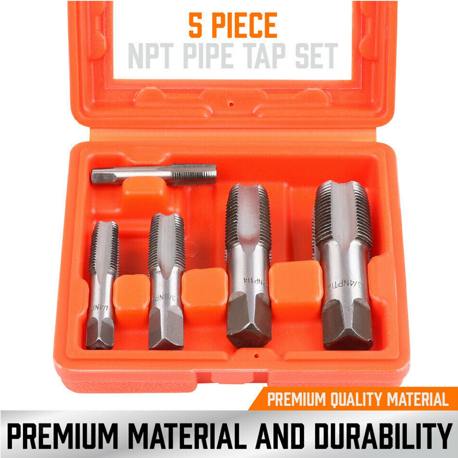 Set of 5 NPT Pipe Tap Set Carbon Steel Rethread Jam Pipe Threads 1/8" 1/2"