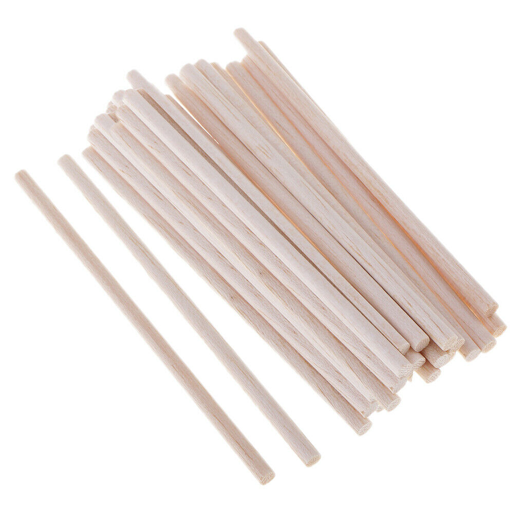 30 pcs Balsa Wooden Round Sticks Dia-5mm,Length-120mm for Wooden Handcrafts or